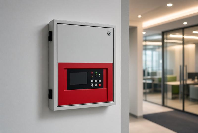 Addressable fire alarm control panel in a Manchester office